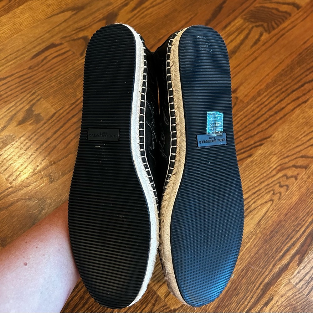 Karl Lagerfeld Michaela Black Round Toe Leather Espadrille Size 11 | brand new - Picture 4 of 5